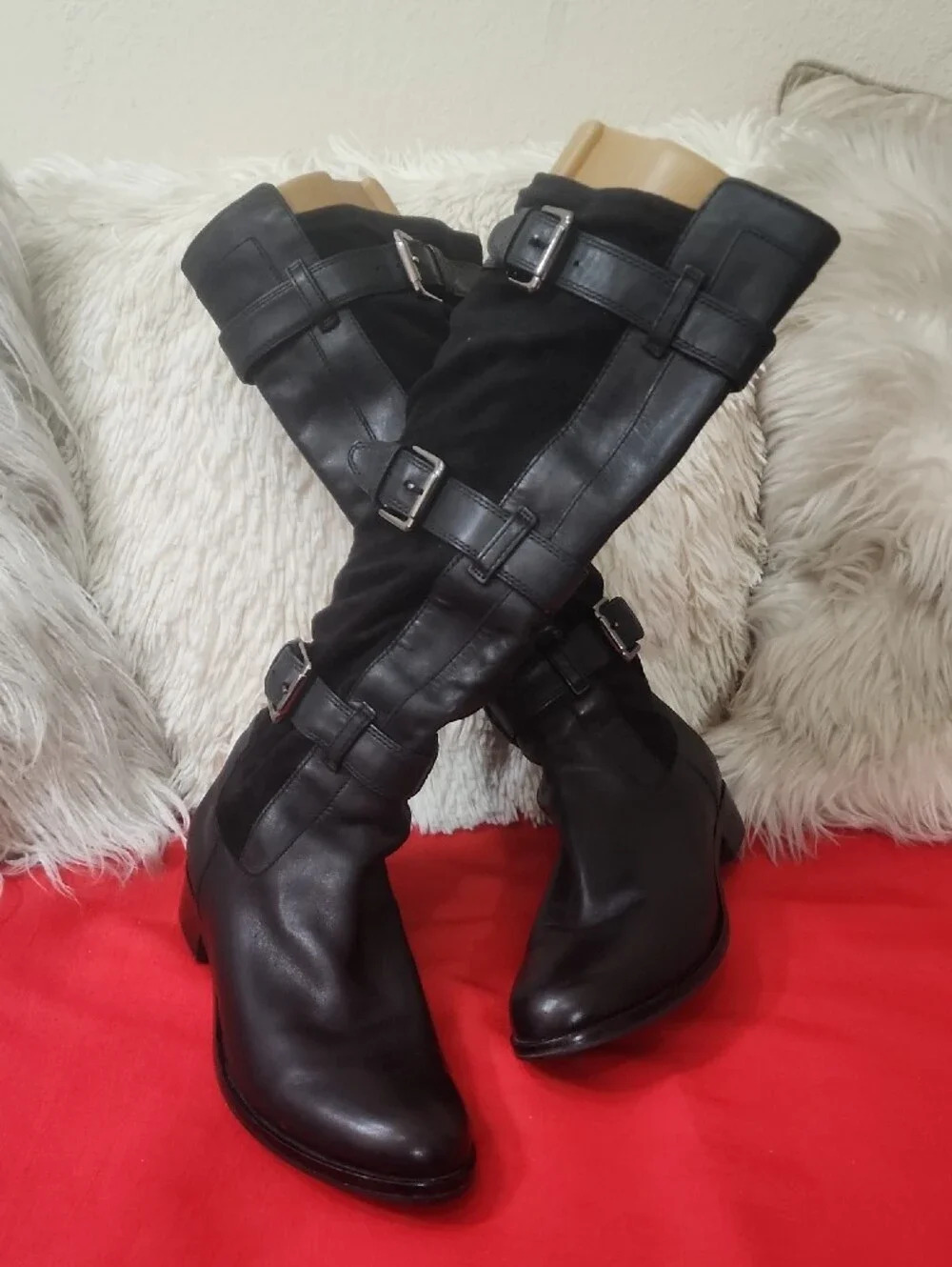 Cole Haan Nike Air Black Over-the-Knee Buckle Riding Boots